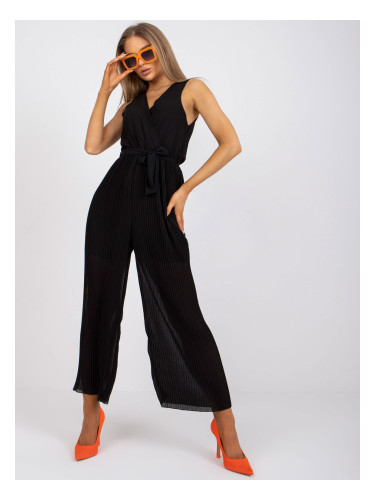 Black overall with wide pleated legs