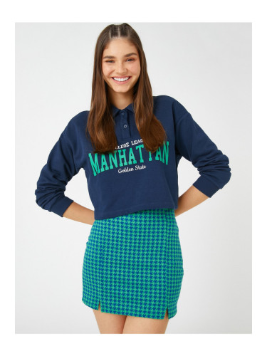 Koton Mini Skirt with Slit Detail on the Sides, Crowbar Pattern.