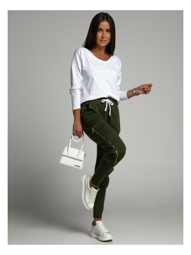 Set of women's cargo pants and white-khaki blouse