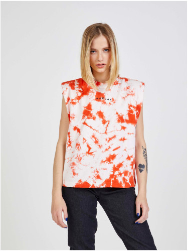 Orange-white women's tie-dye T-shirt Replay - Women's