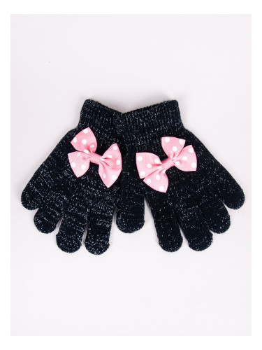 Yoclub Kids's Girls' Five-Finger Gloves With Bow RED-0070G-AA50-009