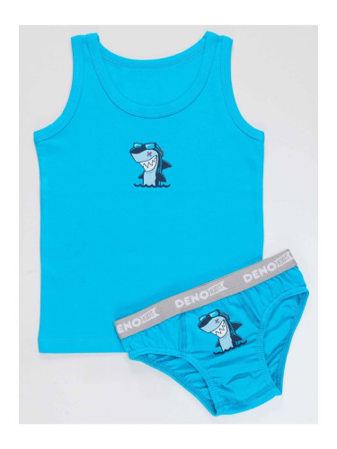 Denokids Shark Boy Blue Undershirt Slip Set