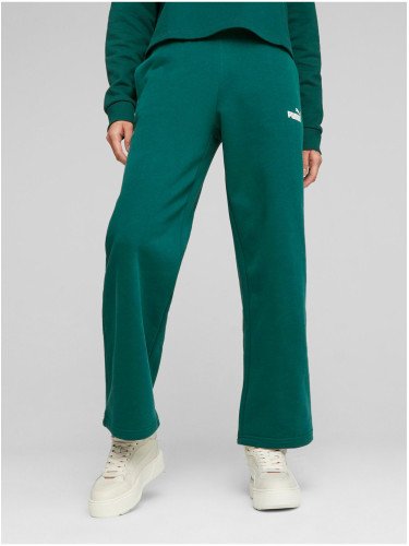 Dark Green Womens Shortened Sweatpants Puma ESS+ - Women