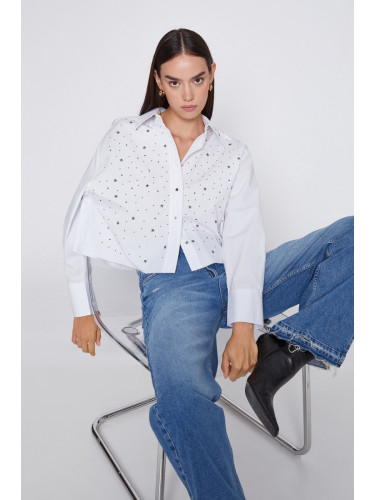 Koton Crop Shirt Staple Printed
