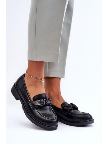 Leather loafers Flat heeled shoes black SBarski