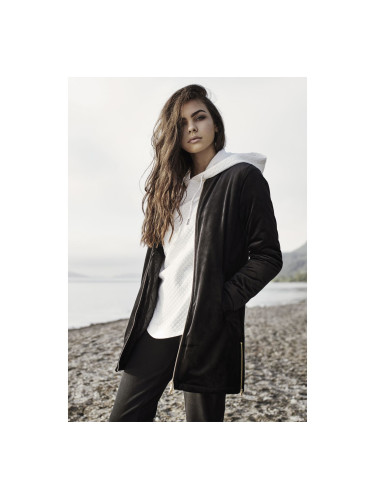 Women's long velvet jacket black