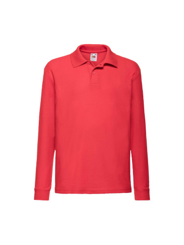 Red Long Sleeve Polo Shirt Fruit of the Loom