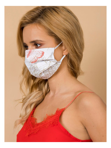 White and beige reusable protective mask