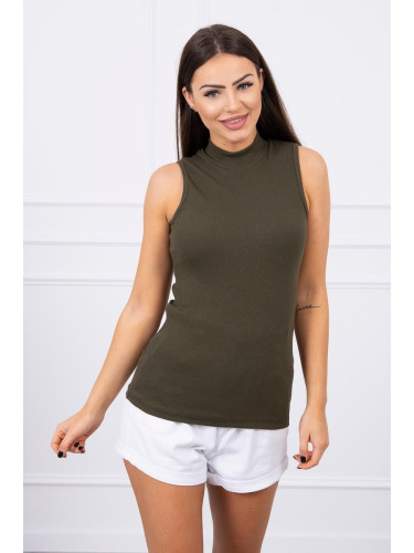 Khaki sleeveless blouse