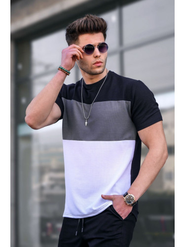 Madmext Men's Color Blocked Black T-Shirt 5826