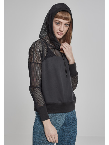 Women's fishnet hoodie black
