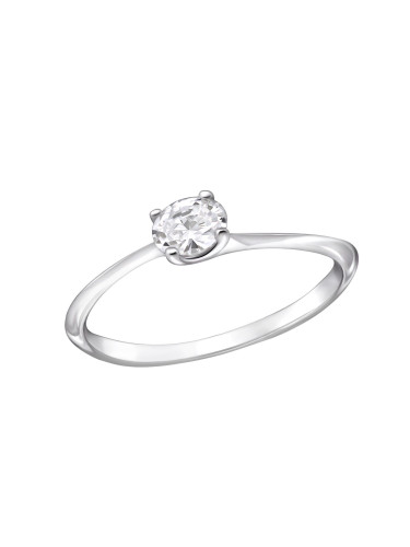 Silver Elegance Oval Engagement Ring