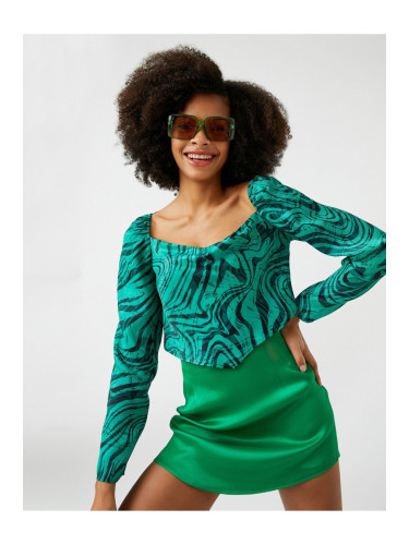 Koton Square Neck Long Sleeve Blouse