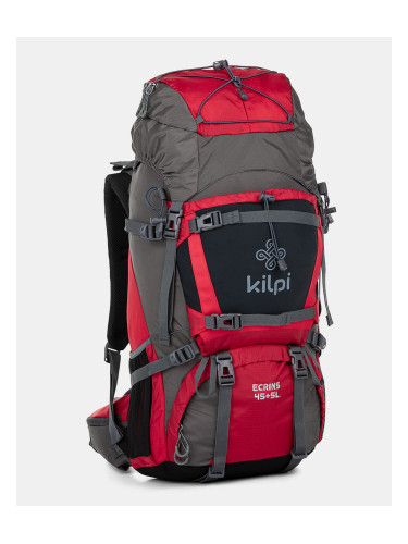 Grey-red unisex sports backpack Kilpi ECRINS (45+5 l)