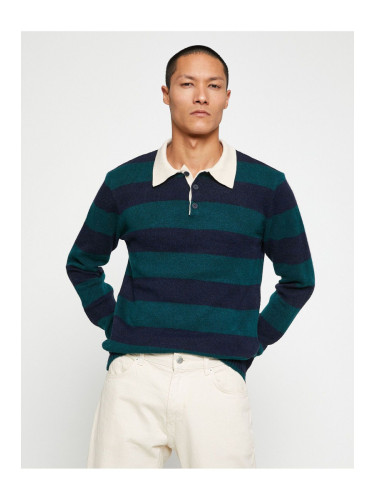 Koton Basic Knitwear Sweater Polo Collar Button Detailed