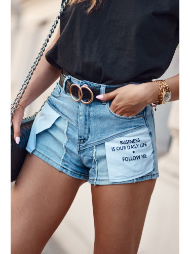 Denim shorts with decorative pockets