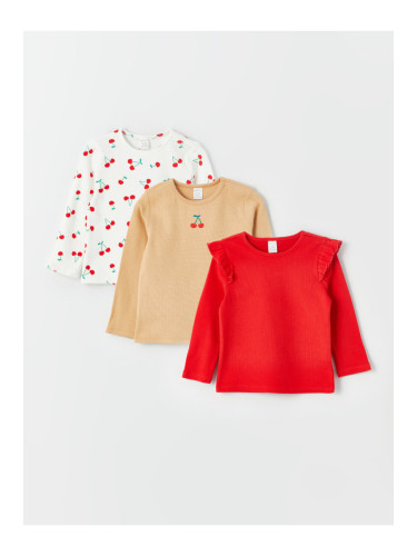 LC Waikiki Crew Neck Long Sleeve Baby Girl T-Shirt, Pack of 3