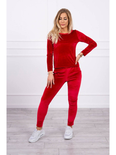 Red velour set with frills at the back