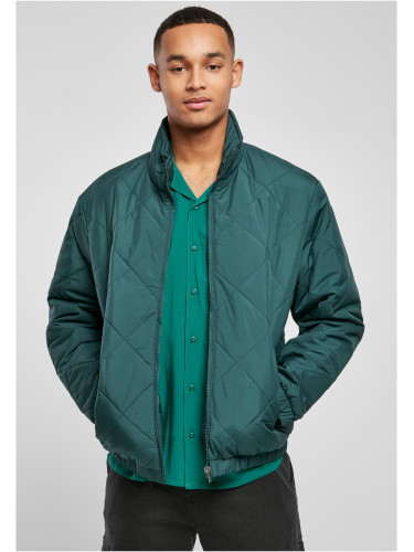 Diamond quilted short jacket green