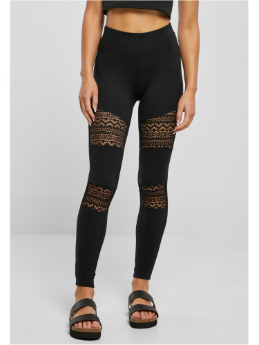 Women's leggings with crochet lace black