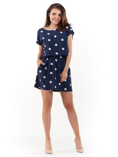 Awama Woman's Dress A231 Navy Blue