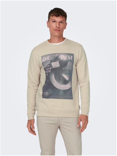 Beige Mens Sweatshirt ONLY & SONS Todd - Men