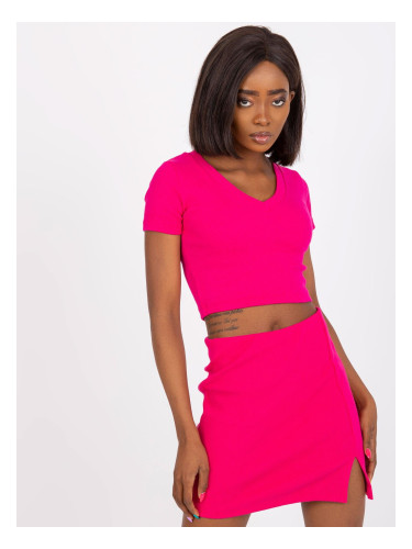 Fuchsia short top with stripes Editta RUE PARIS