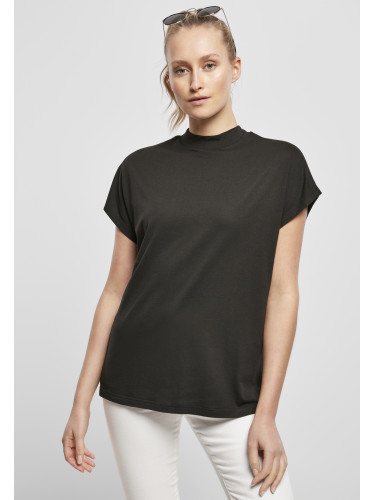 Women's oversized viscose cut t-shirt on the sleeve black