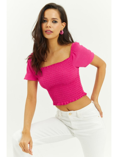 Cool & Sexy Women's Fuchsia Gimped Crop Blouse