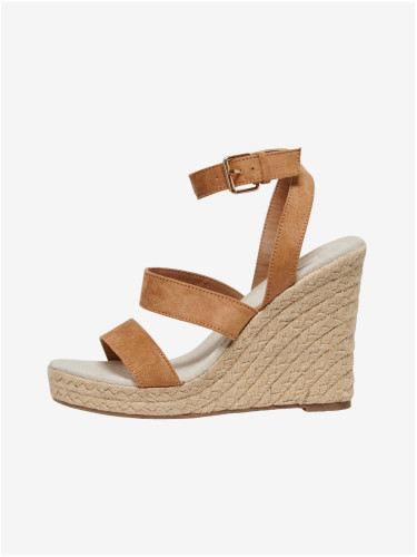 Brown women's wedge sandals in suede finish ONLY Amelia