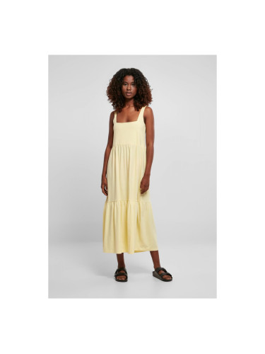 Women's summer dress with 7/8 length Valance soft yellow