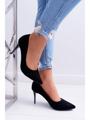 Women's Stiletto Heels Suede Black Cream