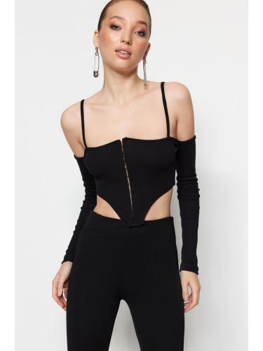 Trendyol Black Crop Knitted Blouse