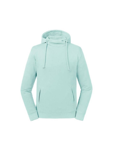 Niebieska bluza unisex Pure Organic High Collar Hooded Sweat Russell