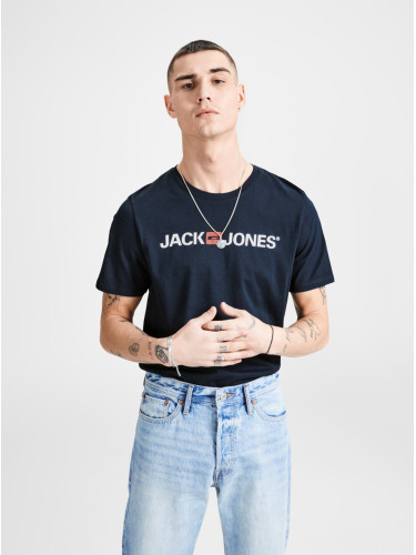 Jack & Jones Синя тениска с принт & Jones - мъже