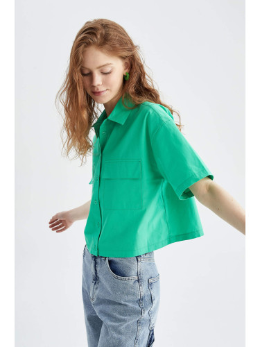 DEFACTO Short Sleeve Double Side Pockets Poplin Shirt