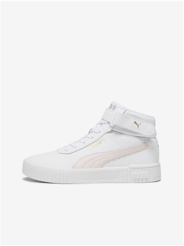 White Women's Leather Ankle Sneakers Puma Carina 2.0 - Women