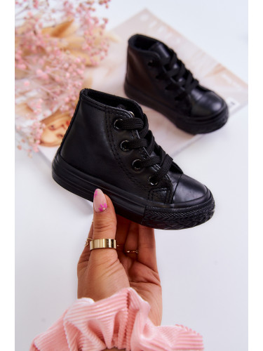 Boto Детски кожени високи кецове черни Marney