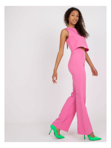 Pink two-piece elegant set with short top