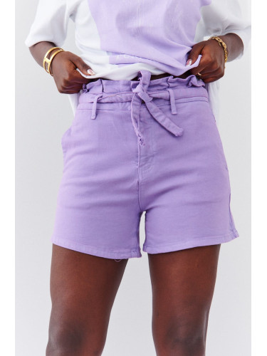 Purple short denim shorts