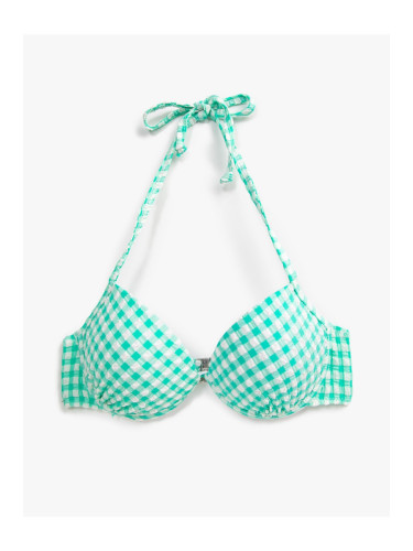 Топ за бикини Koton Plaid с детайл от вратовръзка