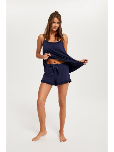 Women's Skinny Straps Pyjama Style, Shorts - Navy Blue