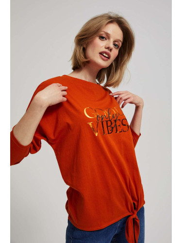 Marisse Blouse With An Inscription And Ties