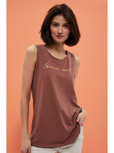 Marisse T-Shirt With Metallic Print L-Ts-3834 Cold Brown