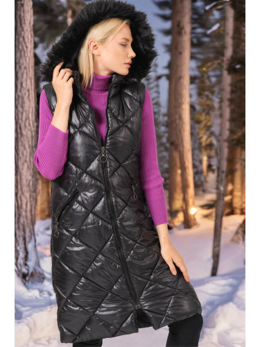 Z6717 DEWBERRY WOMEN'S VEST-DARK BLACK