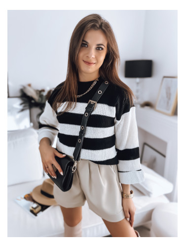 Дамски пуловер AMELIA черно-бял Dstreet