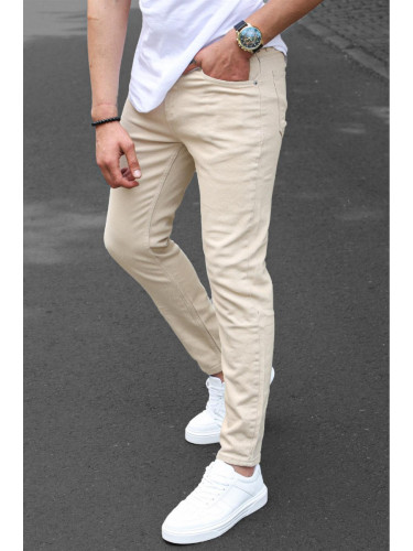 Madmext Men's Beige Canvas Slim Fit Trousers