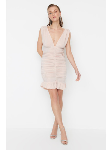 Trendyol прах монтирани трикотажни лъскава вечерна рокля