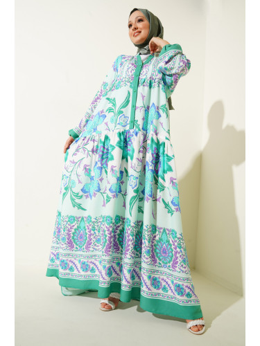Bigdart 2423 Автентична рокля с хиджаб - D. Mint