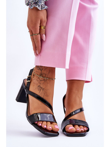 EVENTO Дамски лачени сандали на ток черни Carrie